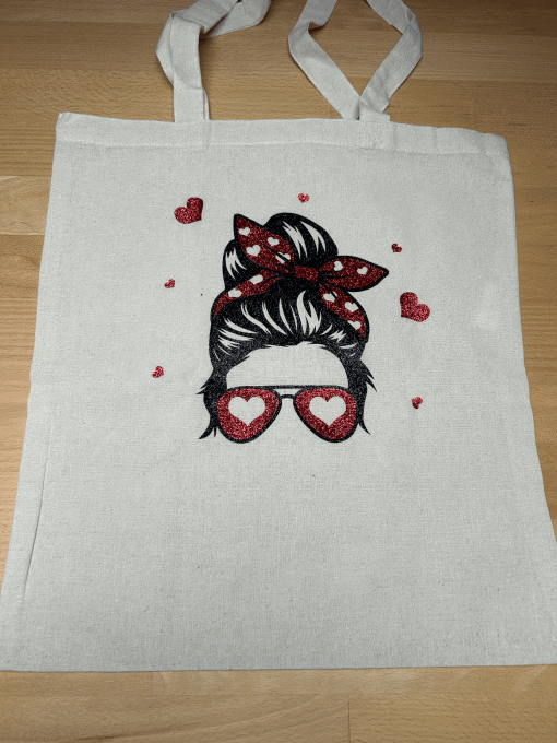 Tote bag Tete de femme coeur